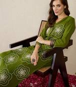 Green embroidered viscose rayon kurta trouser set