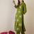 Green embroidered viscose rayon kurta trouser set