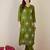 Green embroidered viscose rayon kurta trouser set