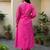 Pink embroidered cotton kurta trouser set