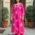 Pink embroidered cotton kurta trouser set