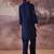 Navy blue embroidered cotton kurta trouser set