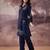 Navy blue embroidered cotton kurta trouser set