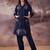 Navy blue embroidered cotton kurta trouser set