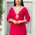 Red embroidered liva kurta trouser set