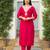 Red embroidered liva kurta trouser set