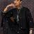 Black embroidered viscose rayon kurta trouser set