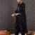 Black embroidered viscose rayon kurta trouser set