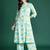 Off white printed viscose rayon kurta trouser set