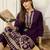 Purple printed cotton kurta trouser set