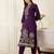 Purple printed cotton kurta trouser set