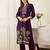 Purple printed cotton kurta trouser set