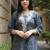 Grey embroidered chinon kurta trouser set