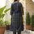 Grey embroidered chinon kurta trouser set
