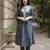 Grey embroidered chinon kurta trouser set