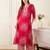Pink printed cotton kurta trouser set
