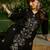 Black embroidered viscose rayon kurta trouser set