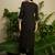 Black embroidered viscose rayon kurta trouser set