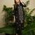 Black embroidered viscose rayon kurta trouser set