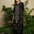 Black embroidered viscose rayon kurta trouser set