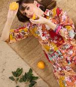 Multicolor printed cotton kurta trouser set
