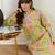 Yellow printed cotton kurta trouser set