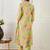 Yellow printed cotton kurta trouser set