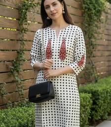 White printed cotton kurta trouser set