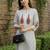 White printed cotton kurta trouser set