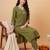 Green embroidered cotton kurta trouser set