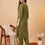 Green embroidered cotton kurta trouser set