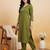 Green embroidered cotton kurta trouser set