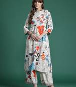 Multicolor printed viscose rayon kurta trouser set