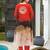 Red printed cotton kurta trouser set