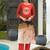Red printed cotton kurta trouser set
