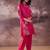Pink printed cotton kurta trouser set