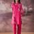 Pink printed cotton kurta trouser set