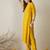Mustard embroidered cotton kurta trouser set
