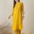 Mustard embroidered cotton kurta trouser set
