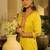 Yellow embroidered silk kurta trouser set
