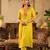 Yellow embroidered silk kurta trouser set