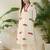 Off white printed cotton kurta trouser set