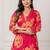 Pink printed cotton kurta trouser set