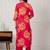 Pink printed cotton kurta trouser set