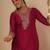 Maroon embroidered liva kurta trouser set