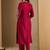 Maroon embroidered liva kurta trouser set