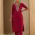Maroon embroidered liva kurta trouser set