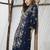 Navy blue embroidered viscose rayon kurta trouser set