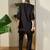 Black embroidered viscose rayon kurta trouser set