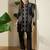 Black embroidered viscose rayon kurta trouser set